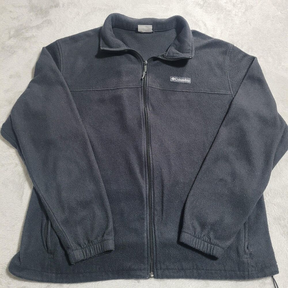 Columbia Jacket Mens XL Black Fleece Full Zip Stand Collar Hiking WM3220